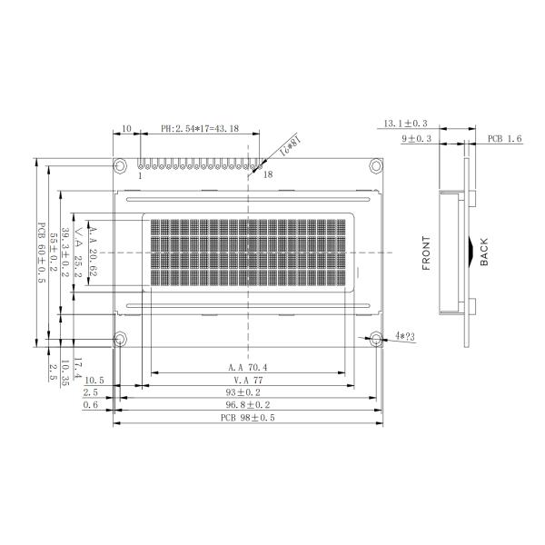 SFBM2004HX-A-Y 20x4 Character LCD Display Module 3V STN Yellow/Green SPLC780D Compatible Contrast Adjustment VO Pin Easy Tuning