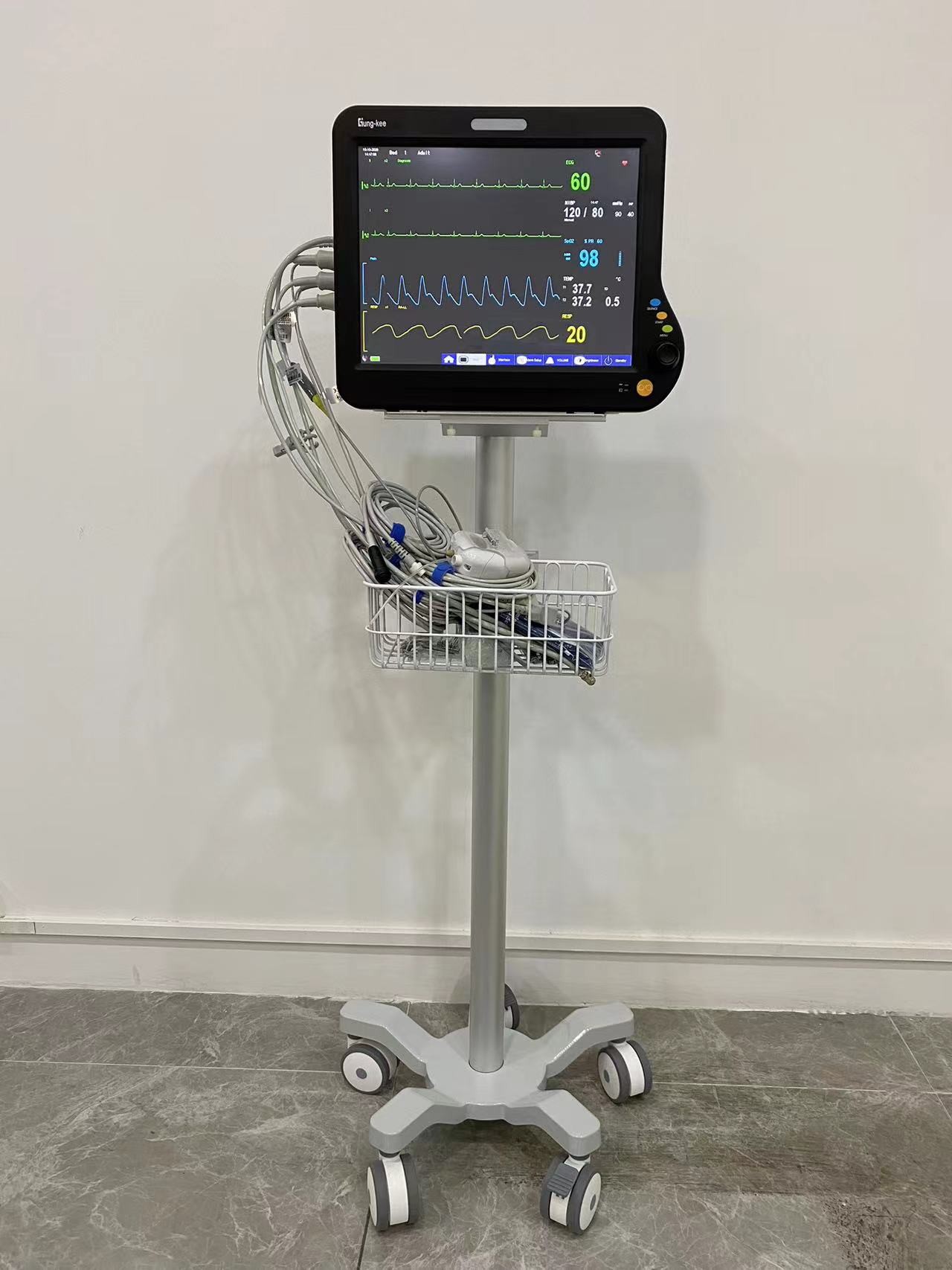 Anesthesia 3 Inch Silent Wheels Medical Monitor Trolley Aviation Aluminum Matieral