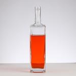 Transparent Square Glass Wine Bottles European Vodka Bottles 700mL Glass Collar