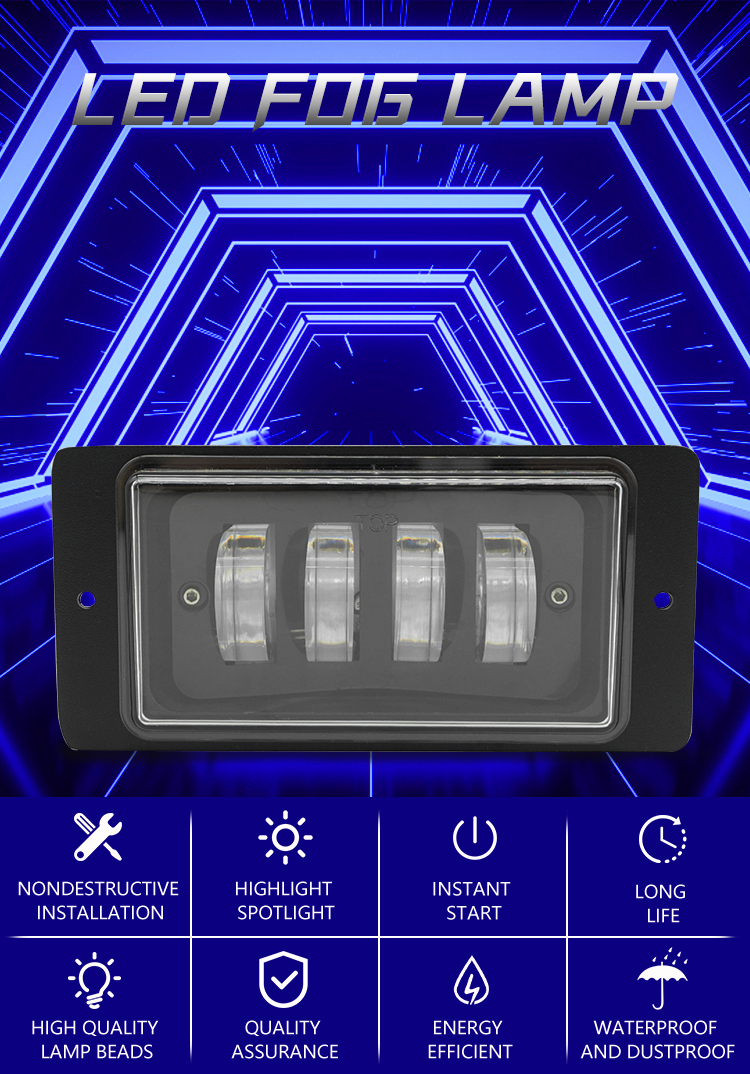 4 Inch White Rectangle 12V 24V 45W Automotive Fog Light Accessories