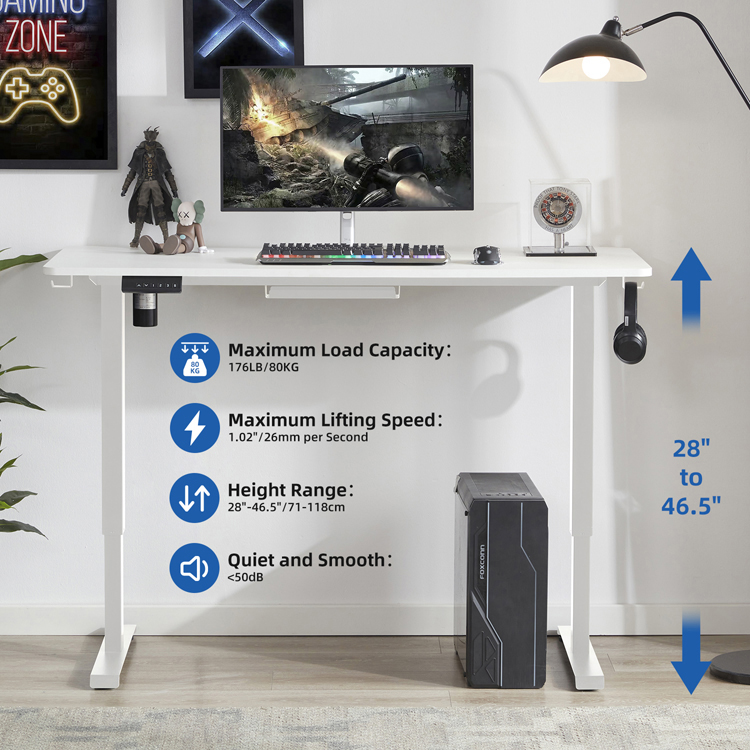 Home Office Electric Standing Desk with Custom Single Motor Compact and Versatile