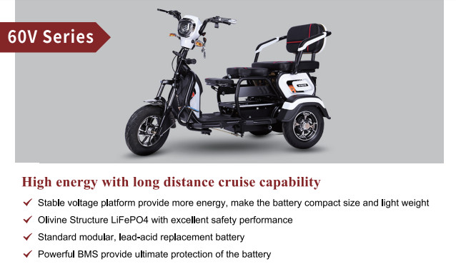 Portable Electric Motorcycle Lithium Battery Lifepo4 60V 30AH With Metal Housing