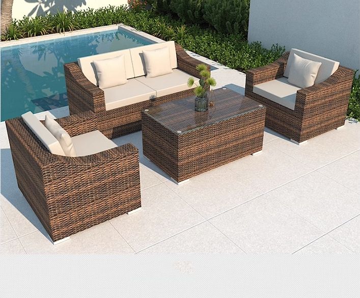 100% Polyester Fabric Outdoor Wicker Sofa Oem Garden Furniture Corner Sofa