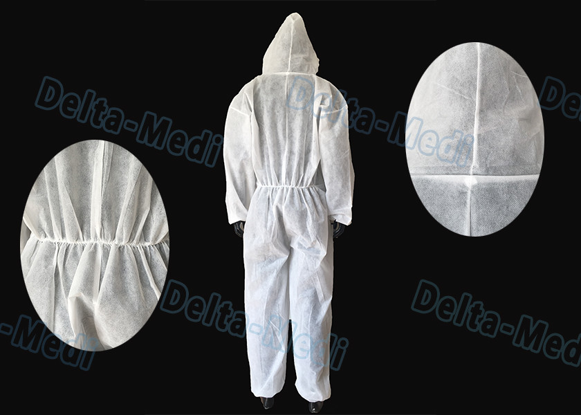 Blue Disposable Medical Coveralls , Ultrasonic Seam Class I Disposable Work Suits