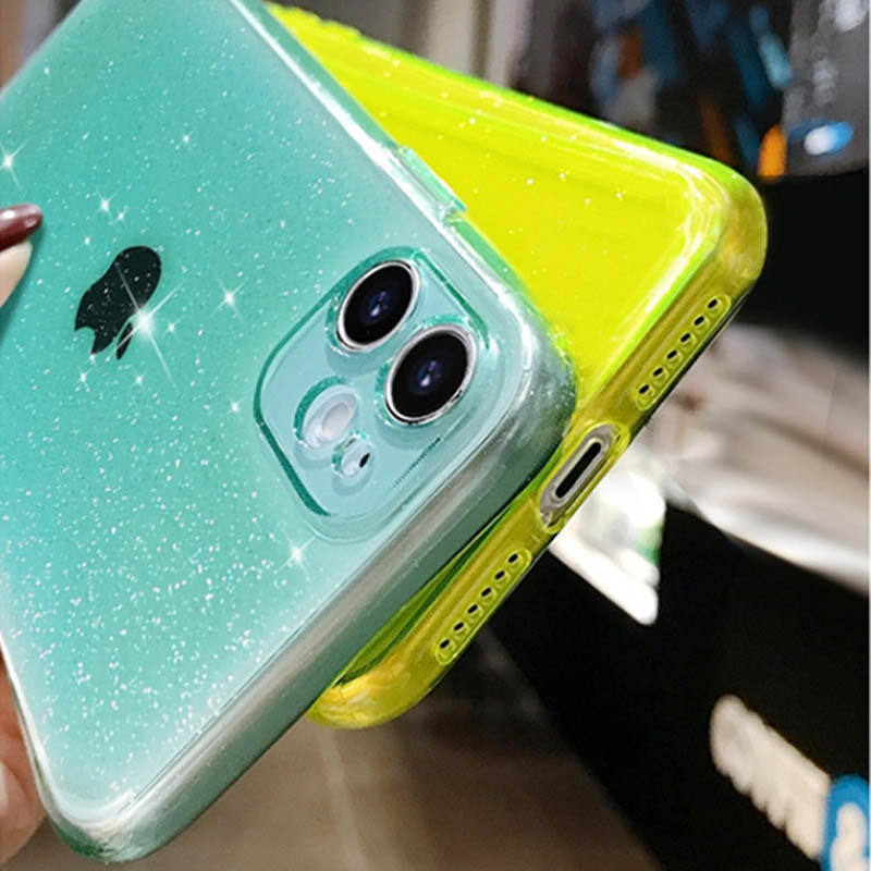 Iphone 11 Shockproof Phone Cases Neon Glitter Camera Protector 1.5mm Thickness Durable