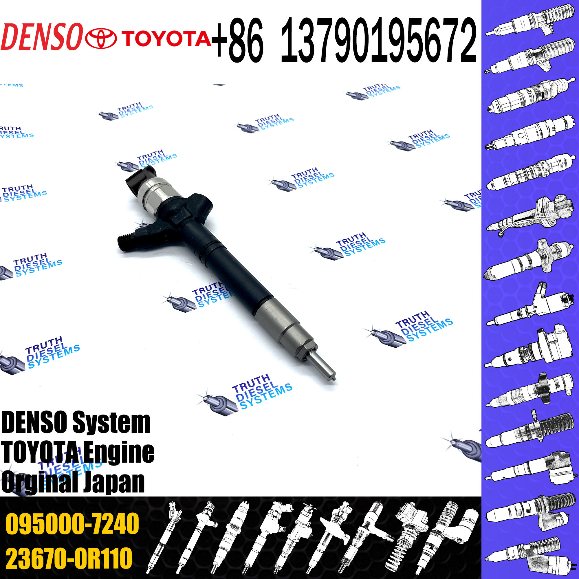 Common Rail Injector 095000-6110 095000-6900 095000-7240 For 1VD Diesel Nozzle Assembly