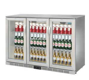 China 850mm Height 320L Three Stainless Steel Doors Back Bar Cooler Auto Defrost Type With Easy Cleaning Gasket wholesale