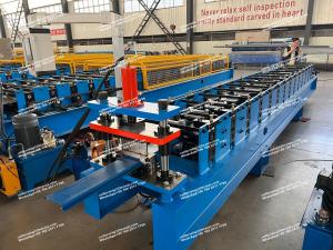 China Blue 3 Phase Roofing Sheet Wall Panel Roll Forming Machine Plc Control System wholesale