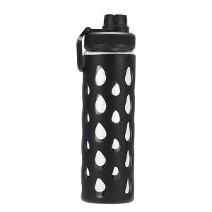 China Clear Frosted Glass Drink Bottles With Stainless Steel Lid 20oz wholesale