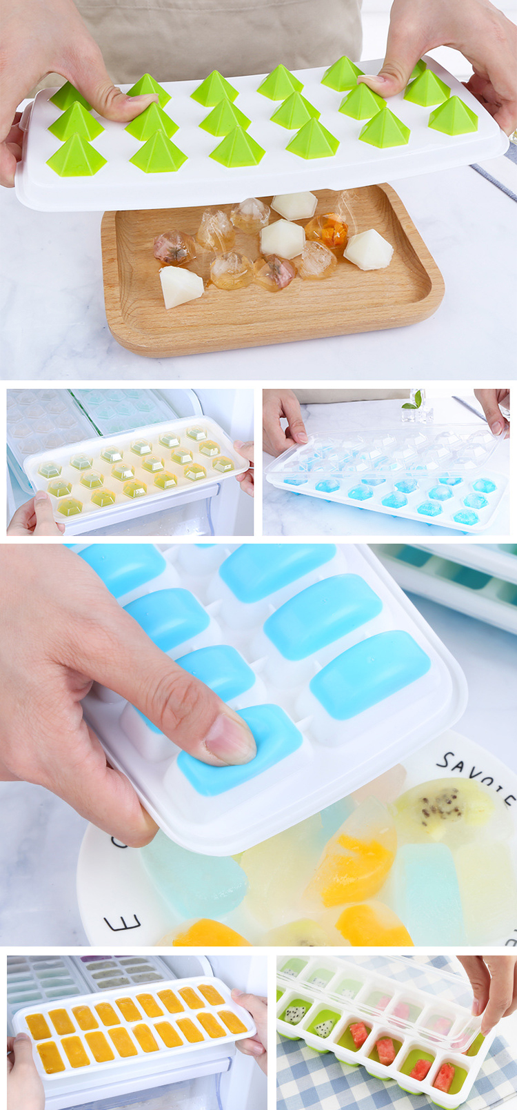 Easy Release Stackable PP TPE 14 Ice Cube Molds For Whiskey