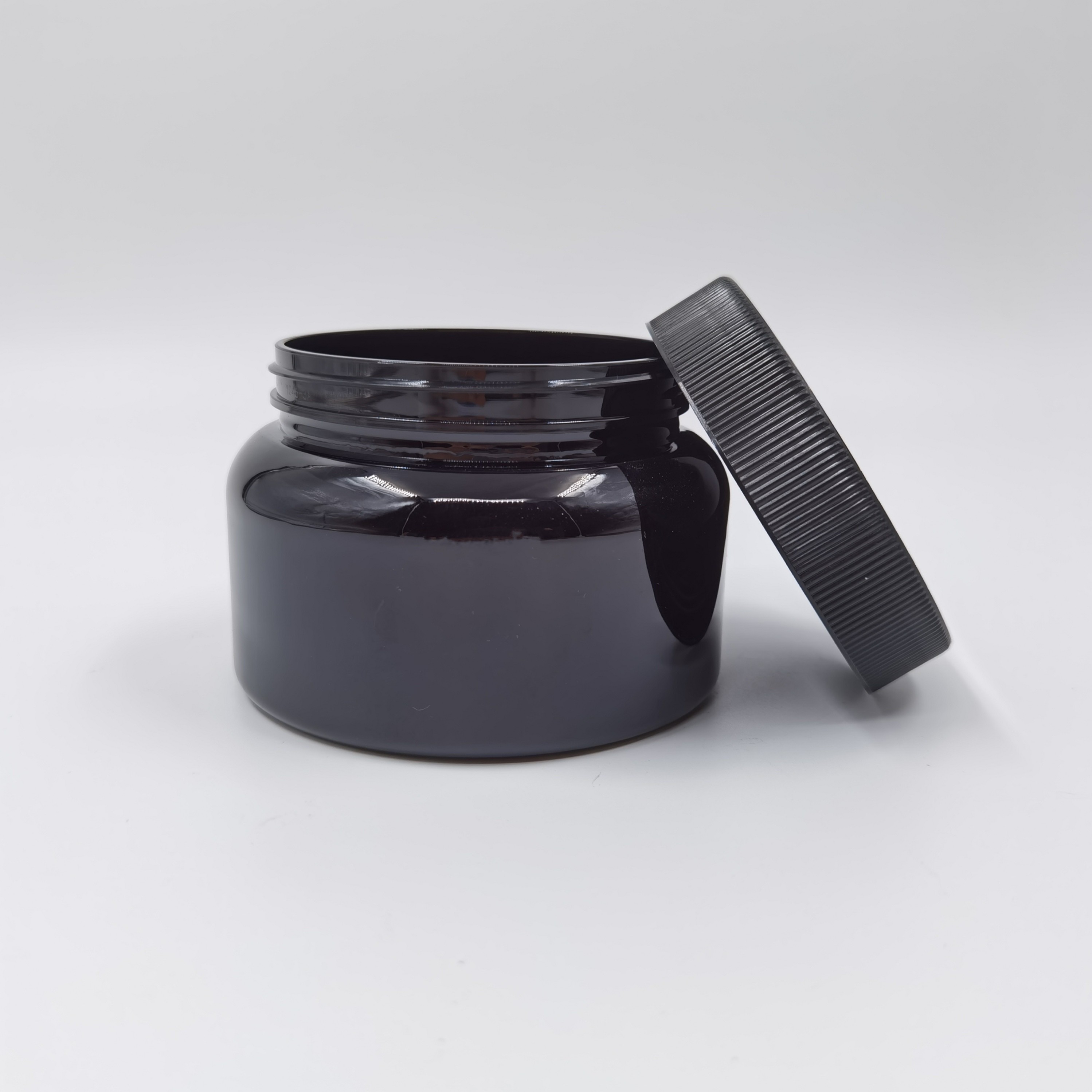 Black Round Single Wall PET Plastic Cosmetic Jars 500ml For Body Butter
