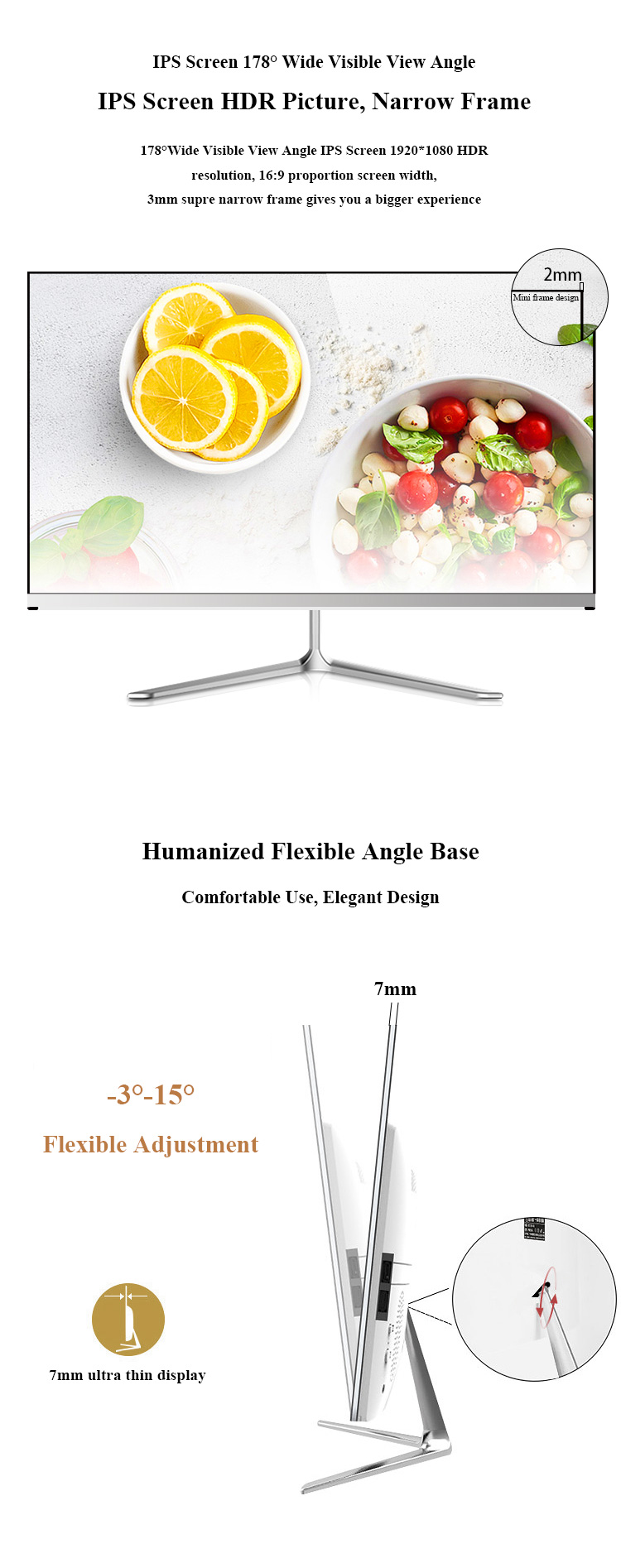 23.8" Curved Screen Monoblock Aio Gaming Desktop PC with OEM ODM Service and GTX1050 4GB
