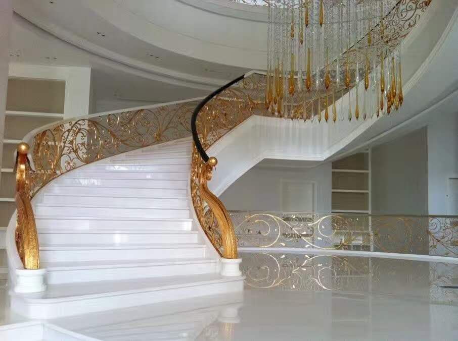 Customized Size European Design Interior White Marble Carved Stair Treads And Risers