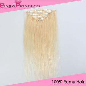 China #613 Blonde Clip-in Hair Extensions,Brazilian Virgin Hair,Straight,15-24,High Quality wholesale