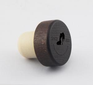 China Engraved Logo Wood Bar Top Cork Synthetic Glass Bottle Stopper for Liquor and Cosmetics on sale