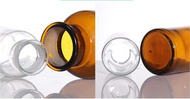 Custom 125ml Amber Wide Mouth Reagent Bottle Vintage Glass Apothecary Jar