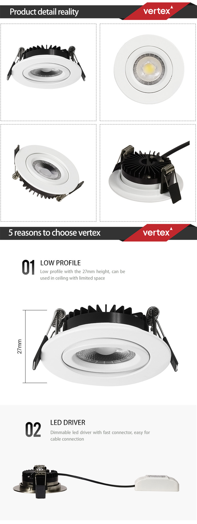 Slim Design 6w Die Cast Aluminum 3 Years Warranty Round Led Downlights