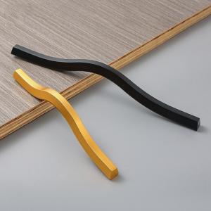 China 600mm Aluminum Cabinet / Drawer Handles Contemporary Gold Wave wholesale