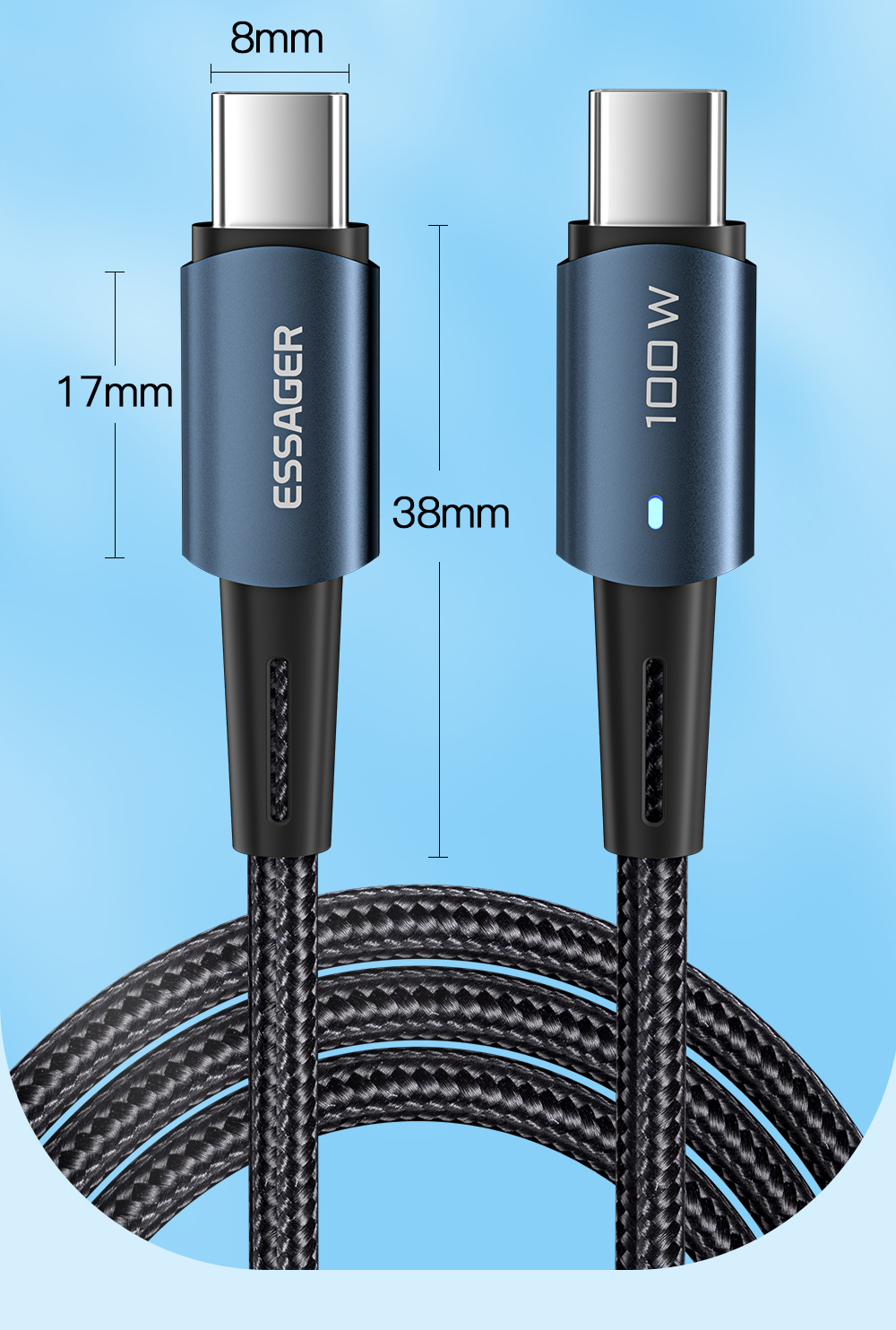 Essager 2022 Sunset USB charging Data Cable 100W 60W Type C to Type C Cable For Mbk Huawei