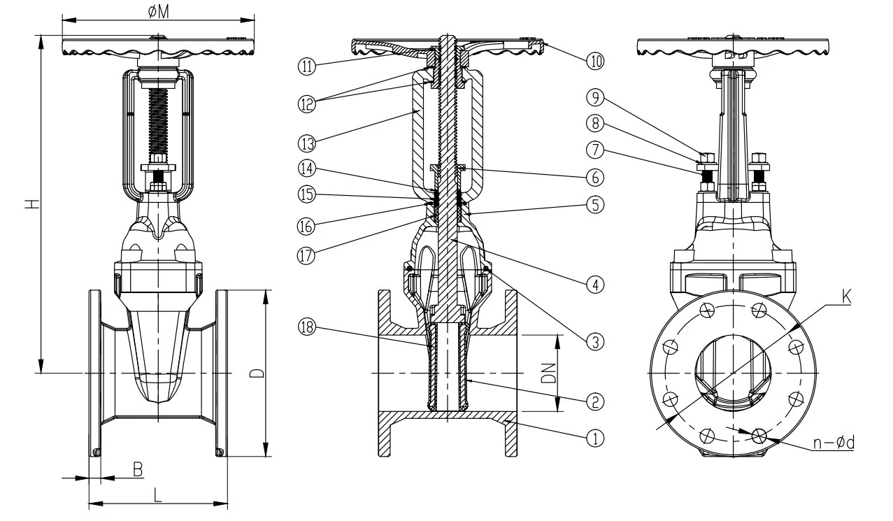 High Performance Flanged Gate Valve For Industrial With Ram Or Wedge Shaped Disc