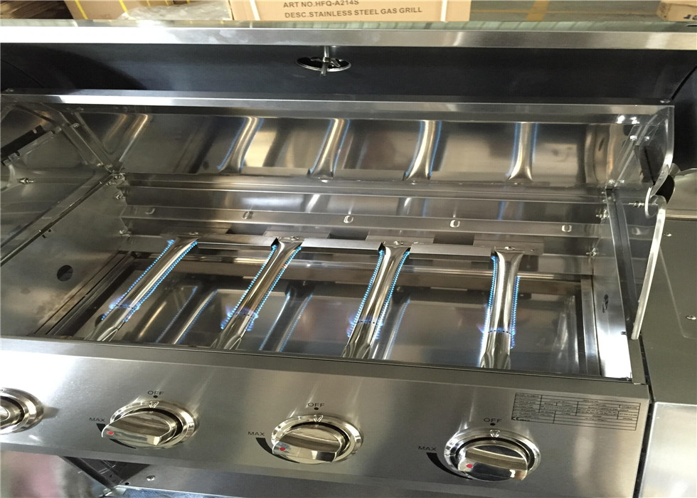 Factory price kitchen bbq easy grill slow 4 burners stainless steel protable gas BBQ grill
