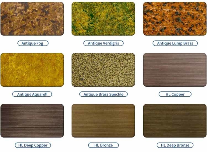 Cold Rolled Decorative Stainless Steel Sheet 304 316 Hairline Bronze Ancient Copper Finish