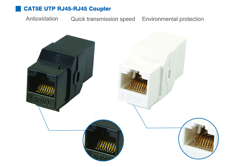 CAT5E CAT6 Network Keystone Jack White / Black ROHS Certificate Long Lifespan