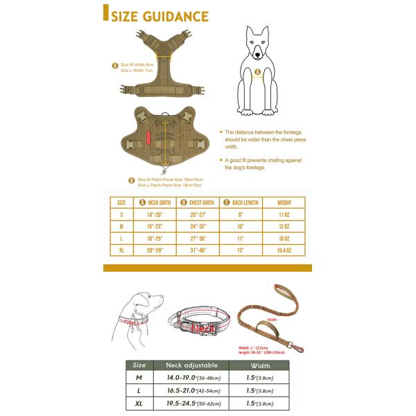 Heavy Duty Pet Collar Leash Tactical Dog Harness Vest with Handle