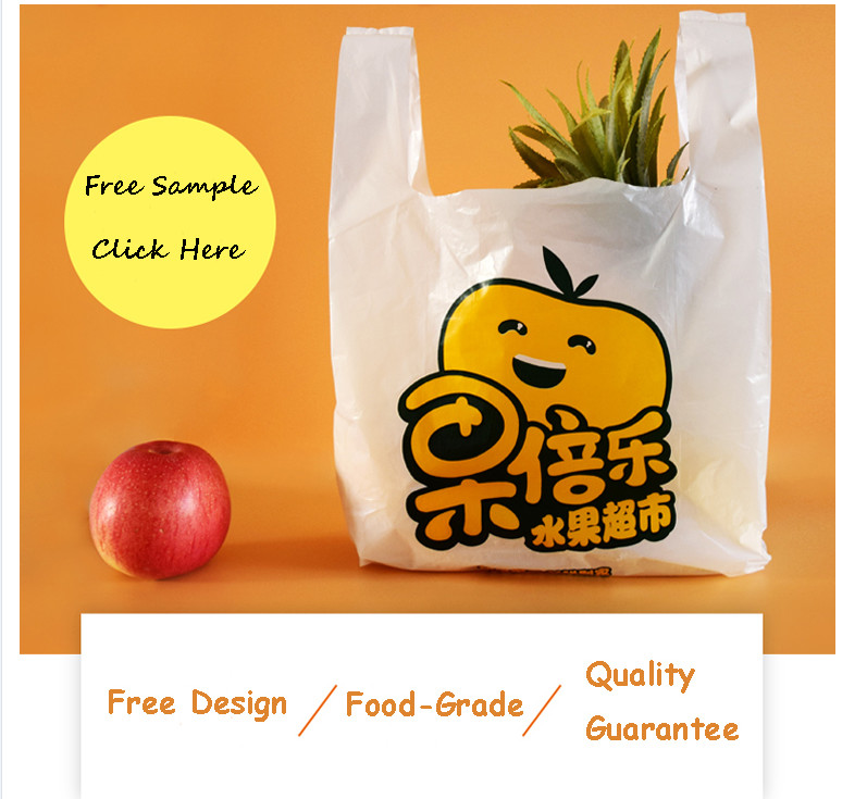 Large Plastic Grocery Reusable T Shirts Carry-out Bag , Black Colour , HDPE material