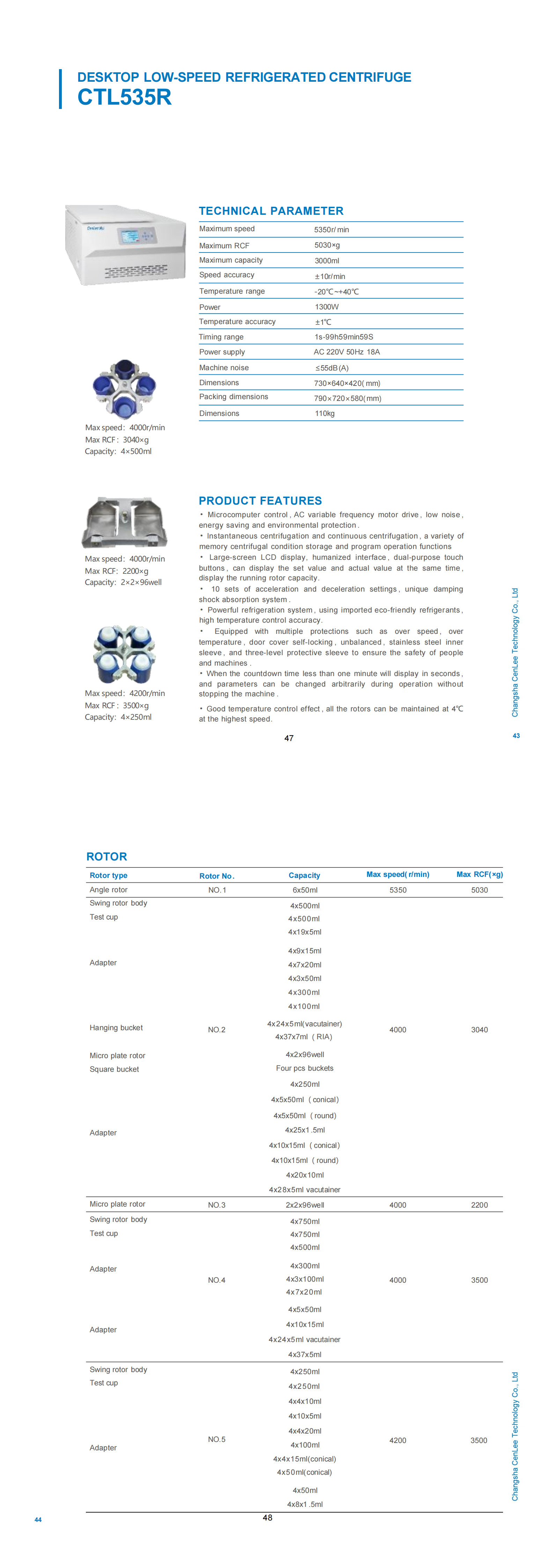 CTL535R Medical Laboratory Refrigerated Centrifuge Machine table Top 500ml Centrifuge