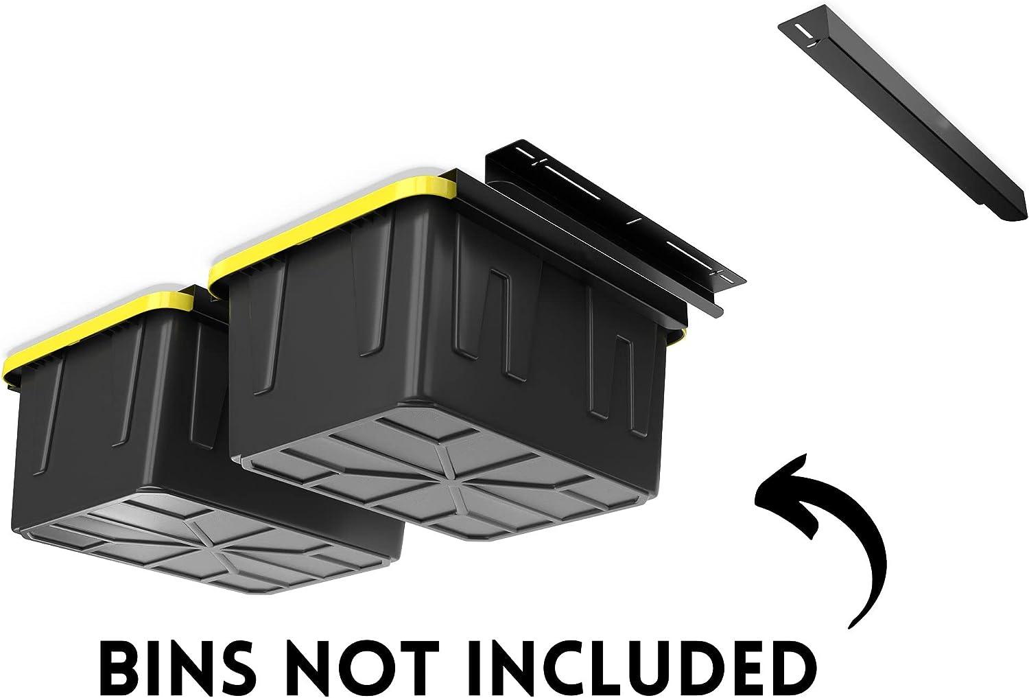 Metal Overhead Storage Bin Rack for Garage Ceiling Black Ceiling Rails for Garage