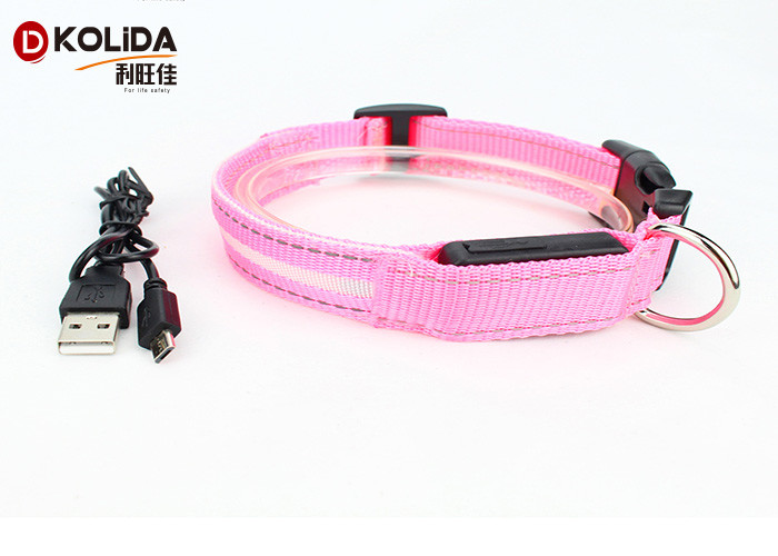 USB Rechargeable Polyster Flashing Light Up Dog Collar 16cm X 14cm X 5cm