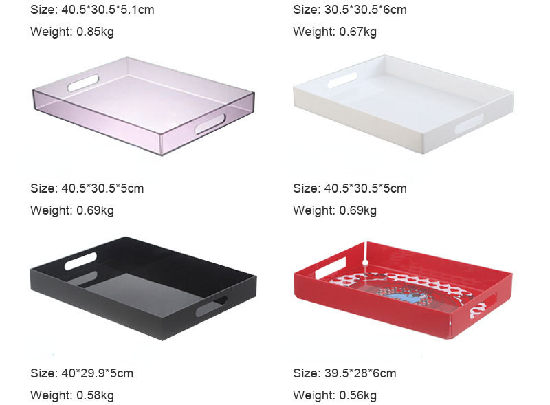 OEM ODM Clear Acrylic Serving Tray With Handles Stacking Design Customized