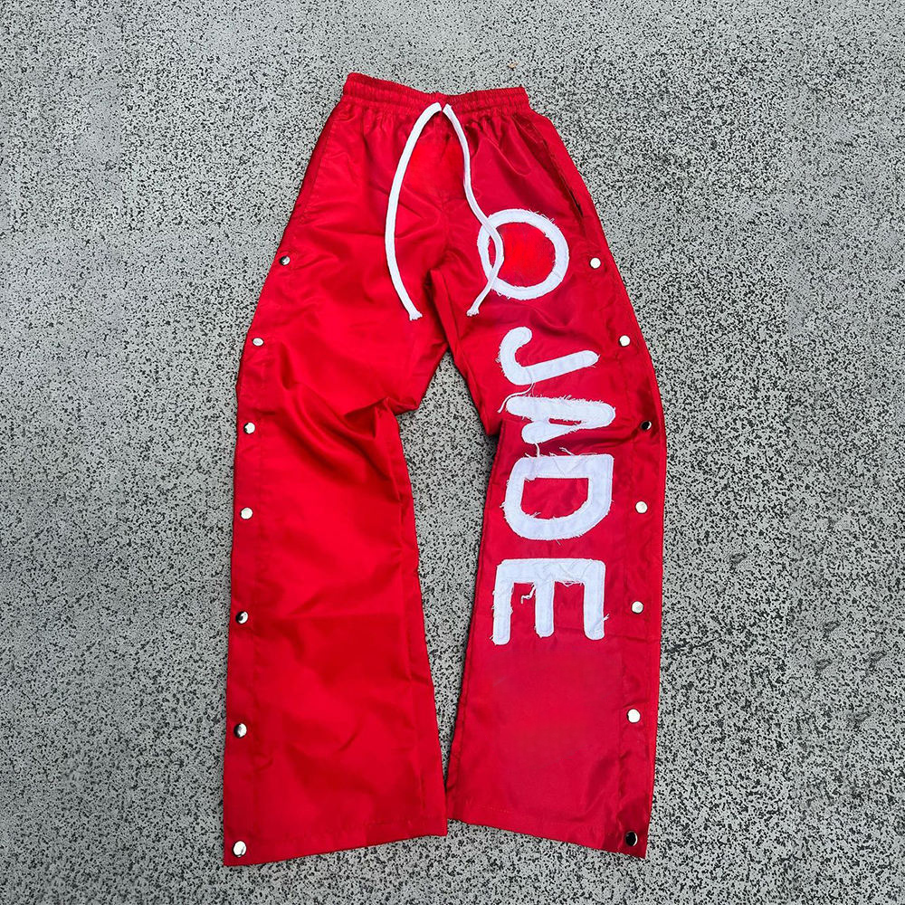 Custom Men's Nylon Sweatpants with Elastic Waist and Reflective Print