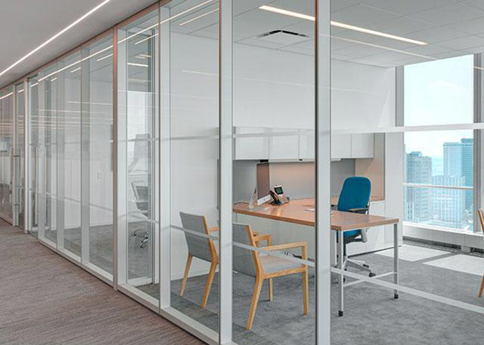 Durable Provides Private And Quiet Meeting Space 90mm Aluminum Glass Frame Clear Partition Wall
