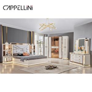 China Luxury Royal Modern Wood Frame Double King Size Bed Leather Headboard Home Classic Queen Wooden Full Bedroom Furniture wholesale