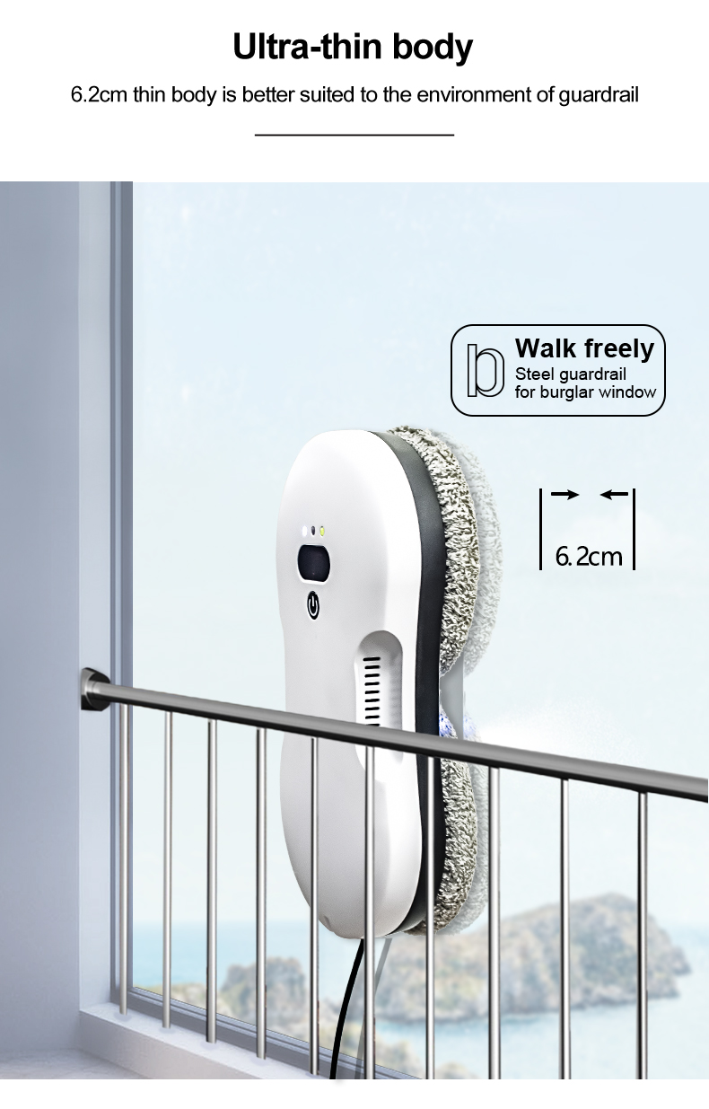 Convenient Remote Control Household Electric Window Cleaning Robot with 4m Safety Rope