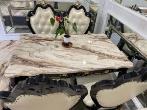 China European Style Faux Marble Top Coffee Table With Leather Chairs Wearproof wholesale