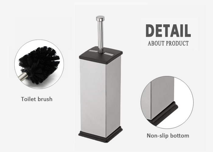 304SUS Stainless Steel Upgraded Square replaceable toilet brush standing toilet brush for bathroom cleaning with hotel