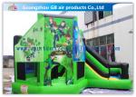 Green Ben 10 Theme Bouncy Castle Slide , Inflatable Jumping Castle For Kids