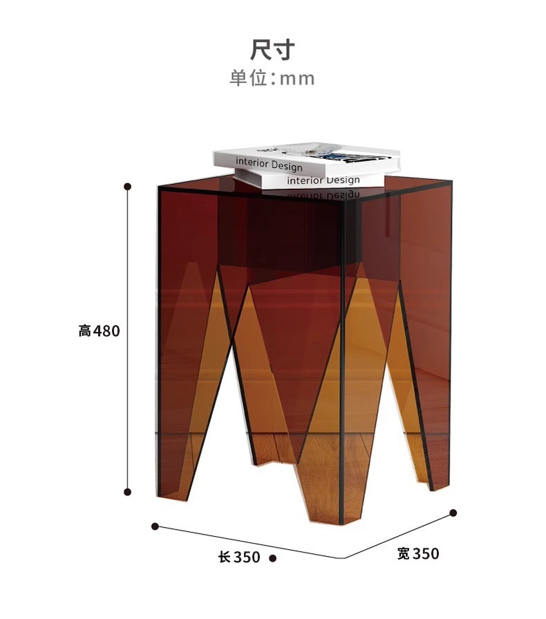 OEM ODM Square Acrylic Side Table Lucite End Table For Living Room Bedroom