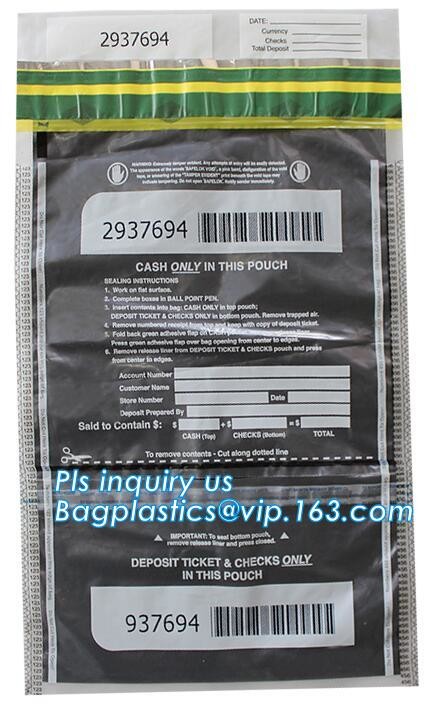 security deposit bags bank deposit bags cash deposit bags, general bank plastic deposit bags supply, Coin and Bank Note