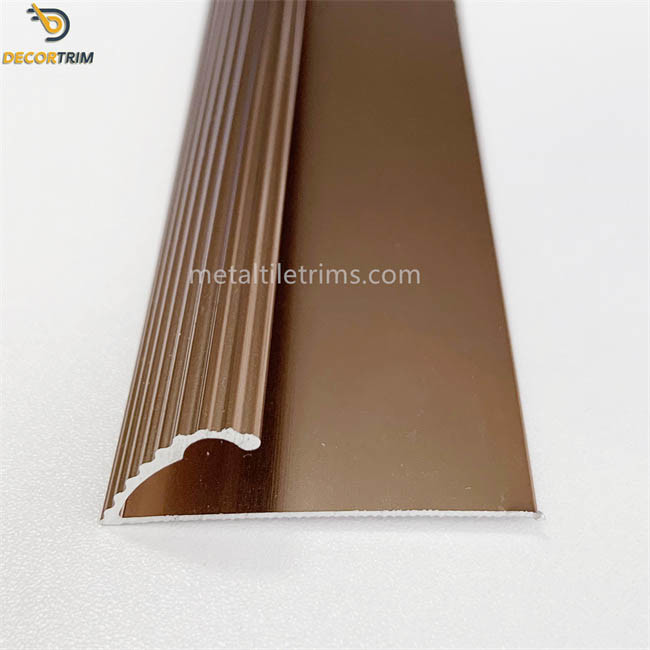 Shiny Coffee Carpet Transition Strip Aluminum Alloy 6063 Material With Nails