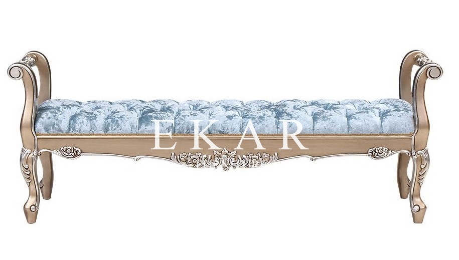 Classic Fabric Ottoman And Stool Wood Antique Bed End Stool Bench