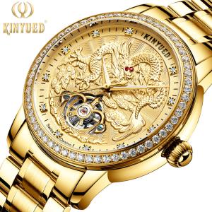 China Dragon Embossed Mens Mechanical Watches Butterfly Double Buckle wholesale