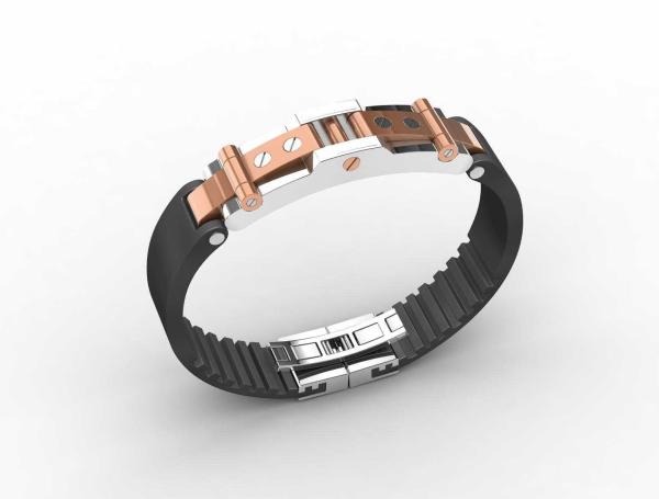 Top Quality Europe Fashion Stainless Steel Genuine Leather Silicone Bangle