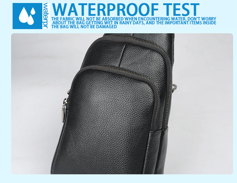 Acceptable OEM ODM Men's Chest Bag Genuine Leather with USB Charging and No Decoration
