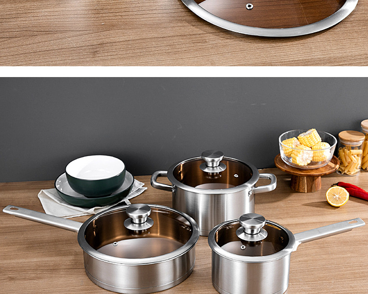 Multi-function Kitchen Cookware Silver Cooking Pot Set Stainless Steel Cookware Sets With Thick Stainless Steel Handle