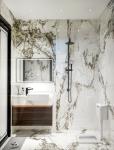 OEM Stainless Steel Bathroom Vanity Cabinet With White Stone Countertop And