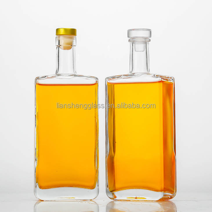 Glass Collar 500ml 700ml 750ml 1000ml Empty Liquor Bottle Vodka Gin Bottle With Cork